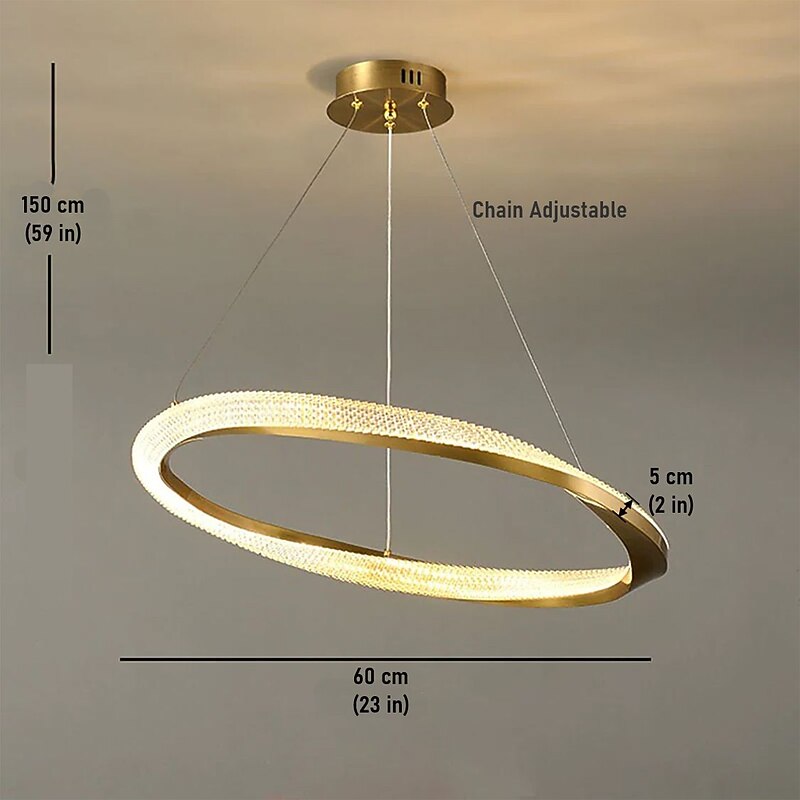 LED Pendant Light Circle Round Design, 60cm Modern Crystal Led Chandelier For Living Room Luxury Creative Design Gold Light Fixture Round Kitchen Island Hanging Lamps2