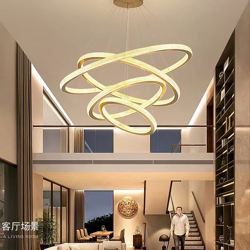 LED Pendant Light Modern 4 Rings Gold 80 cm Modern Nordic Luxury Light Aluminum Electroplated 110-120V 220-240V