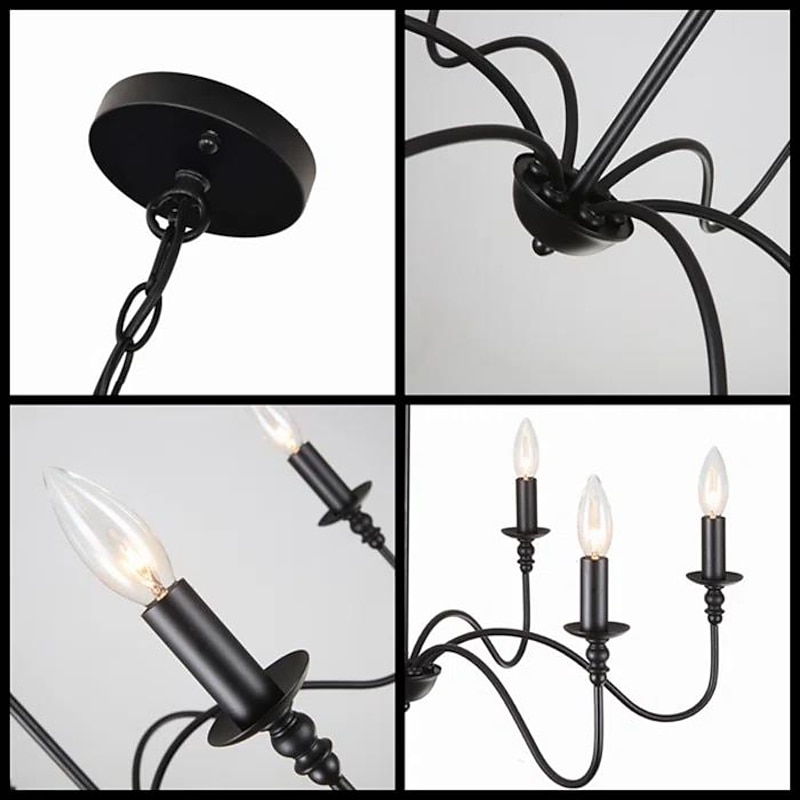 88 cm LED Pendant Light 6 Light Candle Style Industrial Iron for Dining Room, Living Room, Kitchen Black Modern Traditional / Classic 220-240V4