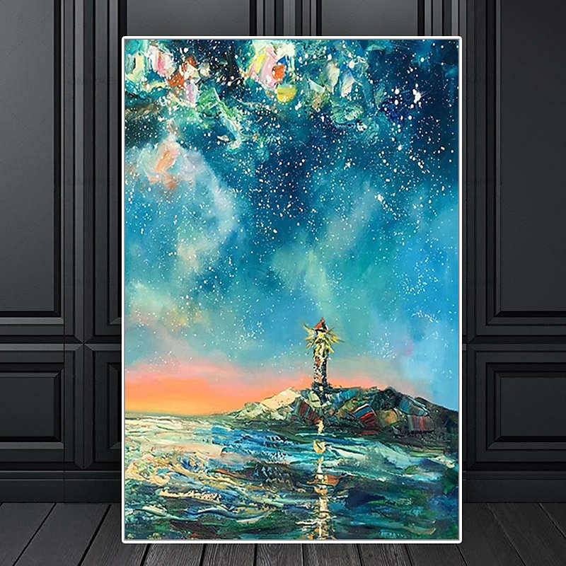 Mintura Handmade Stars Landscape Oil Paintings On Canvas Wall Art Decoration Modern Abstract Picture For Home Decor Rolled Frameless Unstretched Painting 11