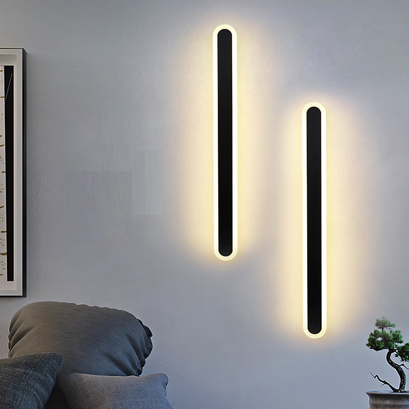 LED Wall Lights Long Strip Modern Indoor Metal Wall Lamps Mirror lighting Wall Sconces Warm Cold White 3000/6000K 1500lm Acrylic Bedroom Wall Sconces3