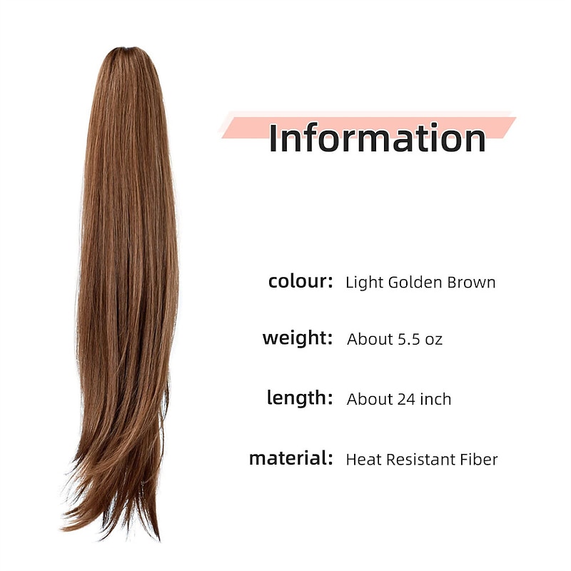 Ponytail ExtensionsHair Extension Ponytail 22 Long Claw Hair Extension Synthetic Wavy Straight Hairpieces Ponytail Clip in Ponytail Wig Daily Fluffy Pony Tail for Women4.8 OZ Brown3