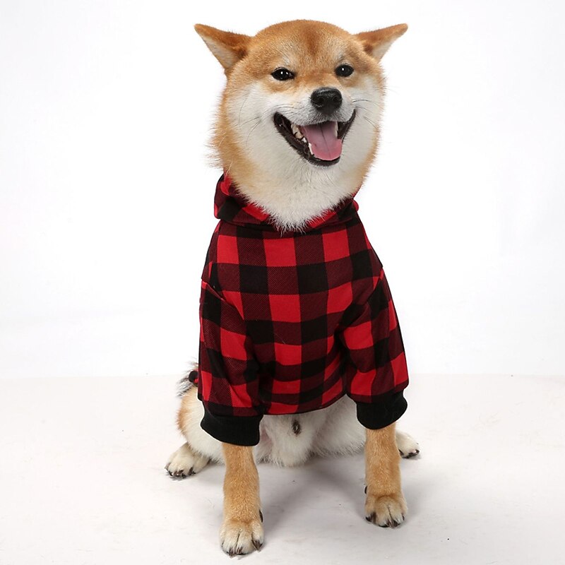 Dog Coat,Dog Pet Pouch Hoodie Print Plaid / Check Snowflake  Ordinary  Outdoor Christmas Winter Dog Clothes Puppy Clothes Dog Outfits Warm Black / Red Black / White Black4