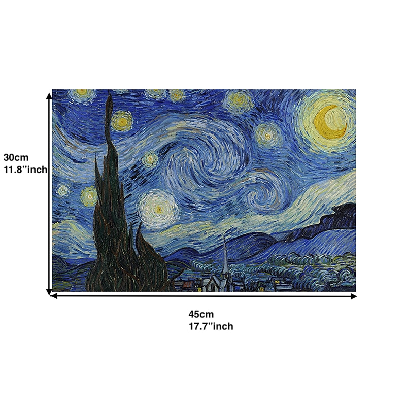 Van Gogh Painting Placemats Woven Placemat Vinyl Washable Heatproof Stain Resistant Mats PVC Placemats for Table Dining Office Kitchen Hotel Home Decor2