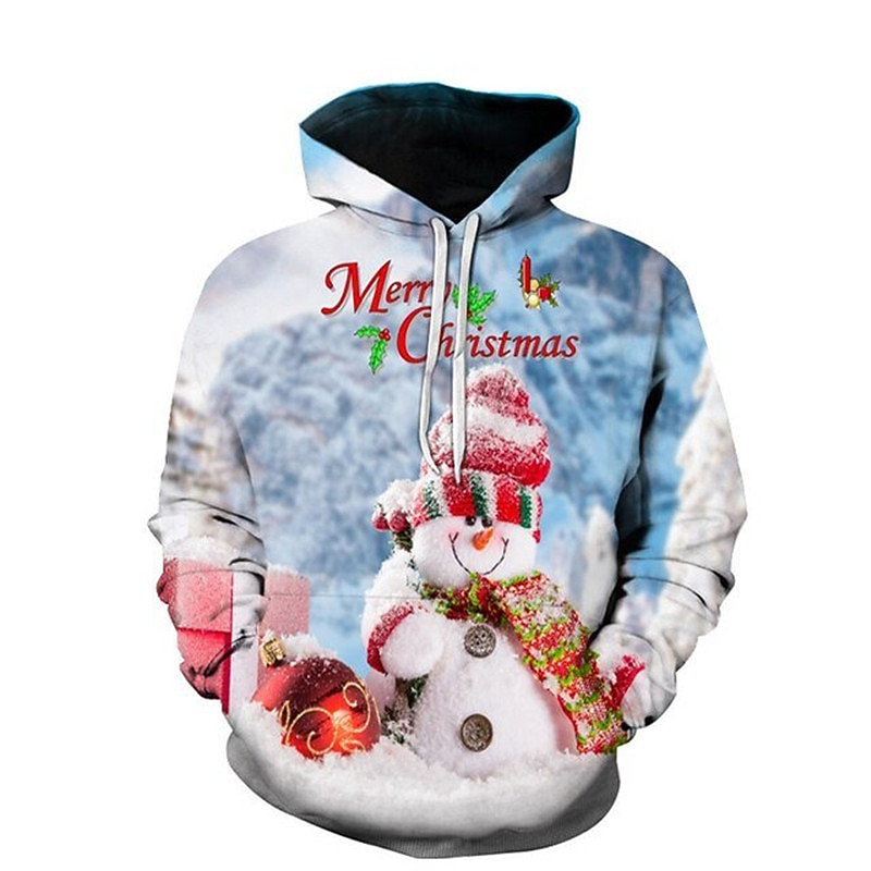 Christmas Men's Santa Claus 3D Hoodies Pullover Green Blue Royal Blue Red White Hooded Santa Claus Graphic Prints Print  Daily Sports 3D Print Basic3
