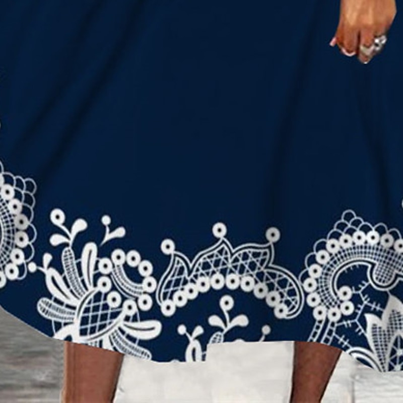 Women's Midi Dress Casual Dress Winter Dress Swing Dress Fashion Modest Formal Outdoor Party Regular Fit Floral Long Sleeve Crew Neck Navy Blue Spring Fall Winter Autumn2