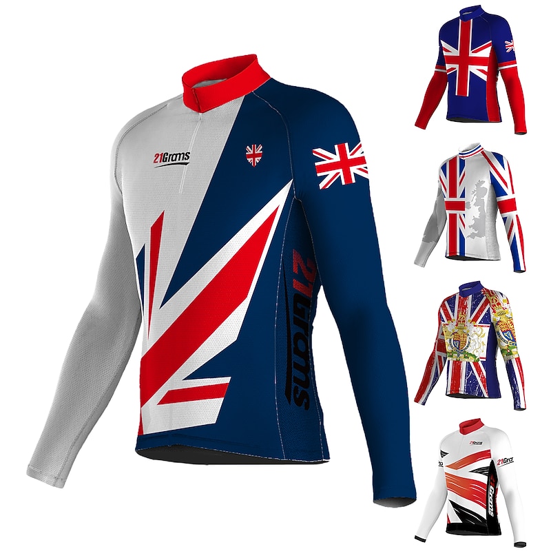 Men's Cycling Jersey UK Long Sleeve Bike Jersey Top with 3 Rear Pockets Mountain Bike MTB Road Bike Cycling Quick Dry Reflective Strips Lightweight Materials Back Pocket Sports Yellow Red Navy Blue2