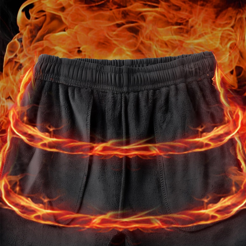 Men's Fleece Pants Winter Pants Trousers Casual Pants Pocket Drawstring Elastic Waist Solid Color Comfort Warm Daily Going out Streetwear Sports Stylish Black Light Grey Micro-elastic4