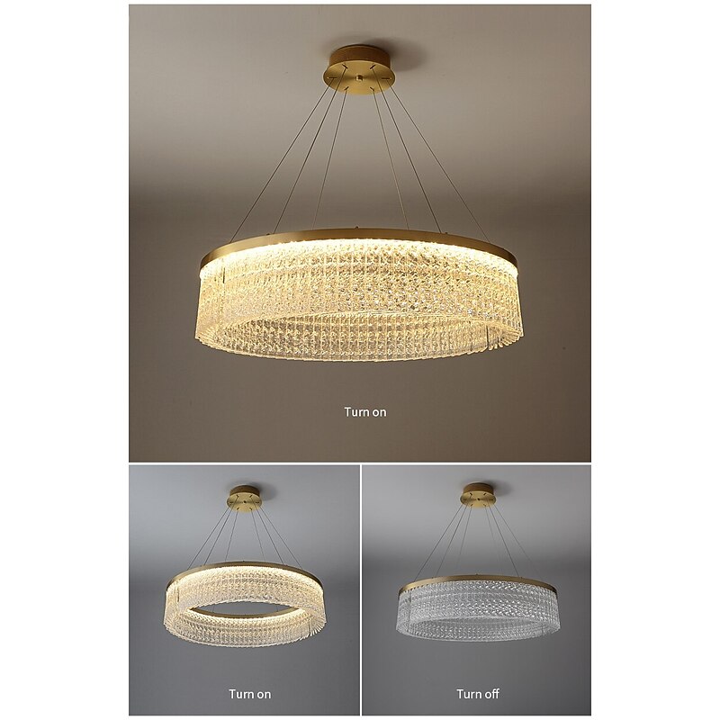 LED Pendant Light Glass Chandelier Modern Gold 50cm 60cm 80cm Stainless Steel Electroplated 220-240V 110-120V2
