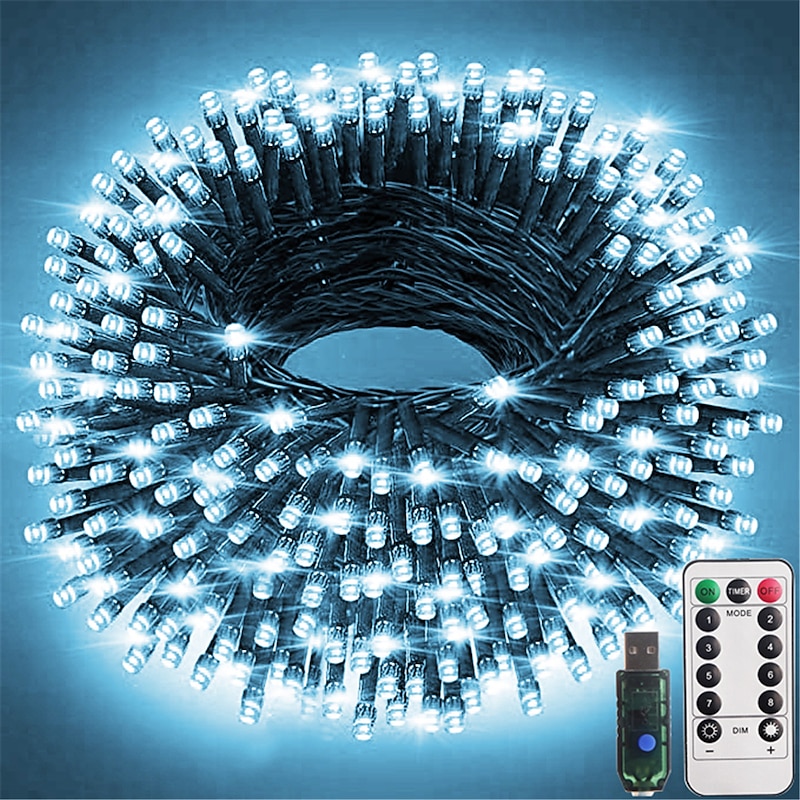 Christmas Lights Fairy String Lights Indoor Outdoor USB with Remote Control 10m 20m Dark Green Wire String Lights 100/200 LEDs 17Key Remote Controller  Cluster Lights Holiday Lights USB Holiday Wedding  Christmas Tree Decorative Lamp USB Powered 1 set3