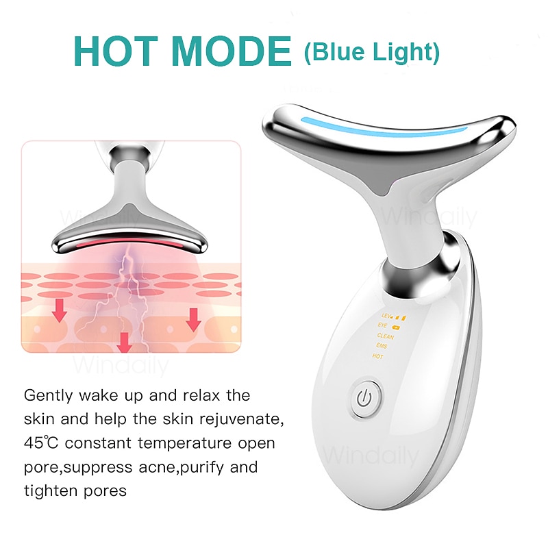 EMS Microcurrent Face Neck Beauty Device LED Photon Firming Rejuvenation Anti Wrinkle Thin Double Chin Skin Care Facial Massager 5