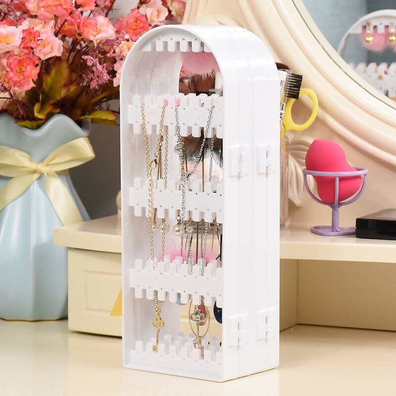 Plastic Clear Earrings Studs Display Rack Folding Screen Earring Jewelry Display Stand Holder Storage Box Gift For Women4
