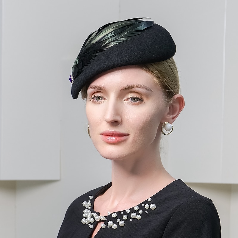 Fashion Retro Wool / Artificial feather Hats with Feather / Trim 1PC Party / Evening / Holiday Headpiece2