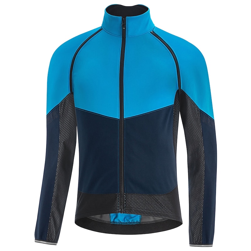 Men's Cycling Jersey Color Block Long Sleeve Bike Jersey Top with 3 Rear Pockets Mountain Bike MTB Road Bike Cycling Quick Dry Reflective Strips Back Pocket Moisture Wicking Sports Red Blue Orange4