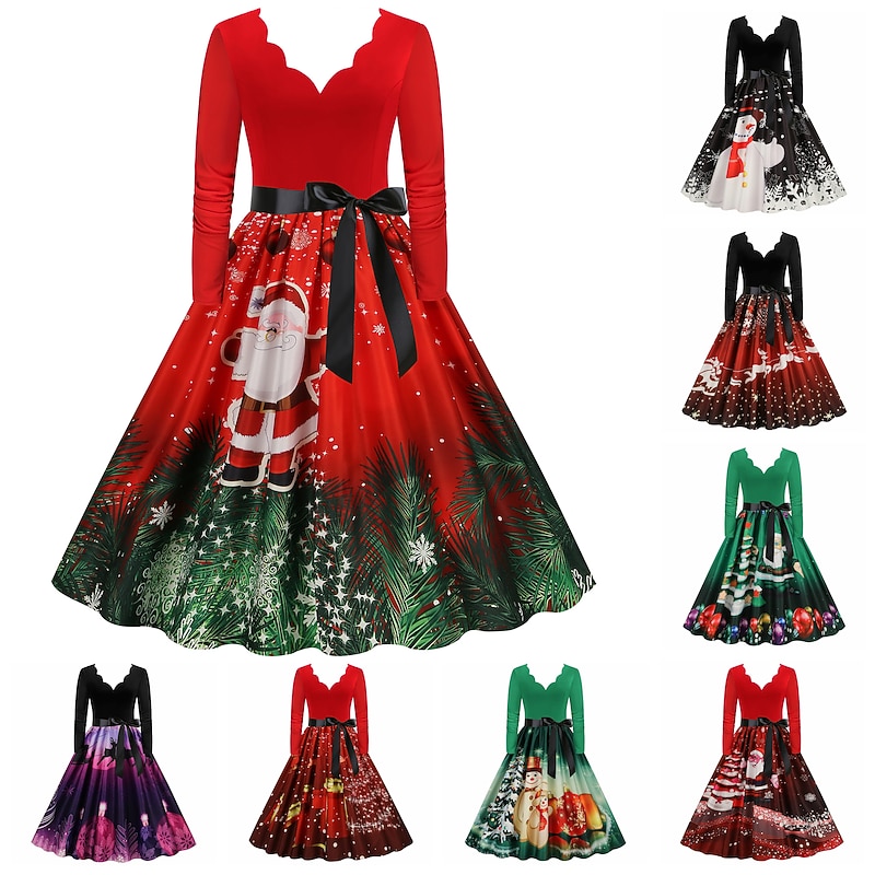 Fancy Christmas Dress Women's 1950s Adults' Christmas Masquerade Christmas Eve Christmas Party New Year Eve Dress
