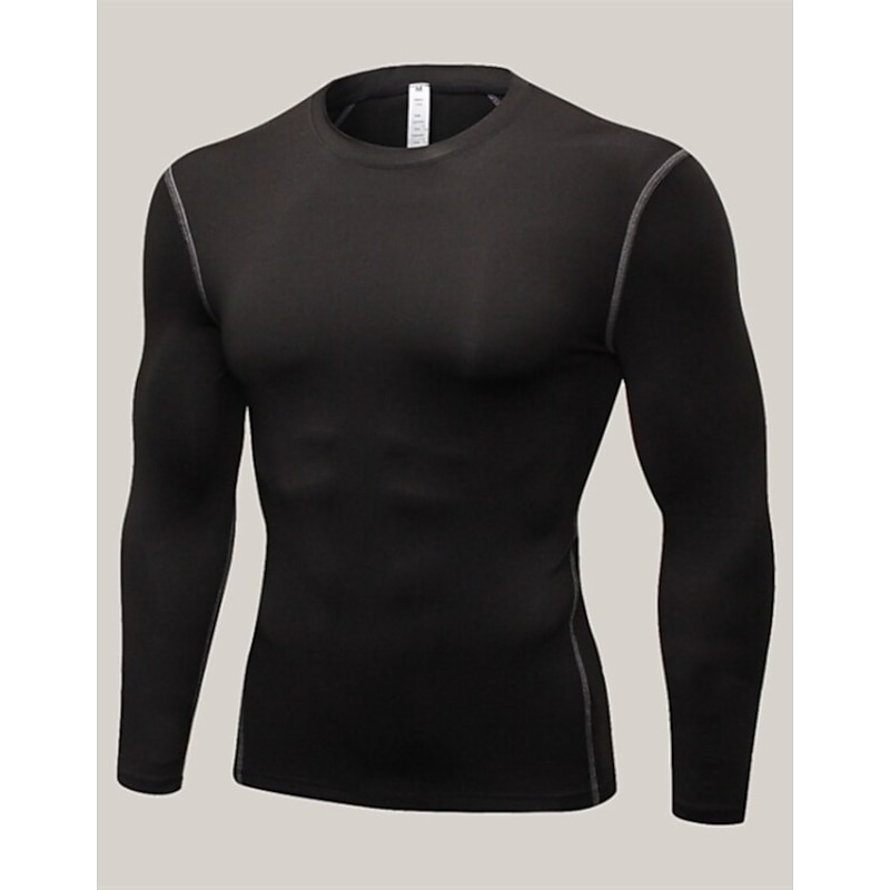 Men's Compression Shirt Running Shirt Long Sleeve Tee Tshirt Athletic Winter Solid Colored Spandex Quick Dry Sweat wicking Breathable Gym Workout Exercise Running Sportswear Activewear Navy Wine Red2