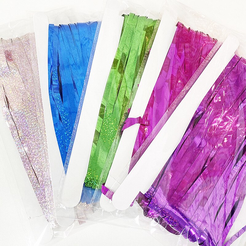 3 Pcs 1 * 2m Laser Rain Curtain Rain Curtain Tassel Rose Gold Rain Curtain Background Decoration Party Decoration3