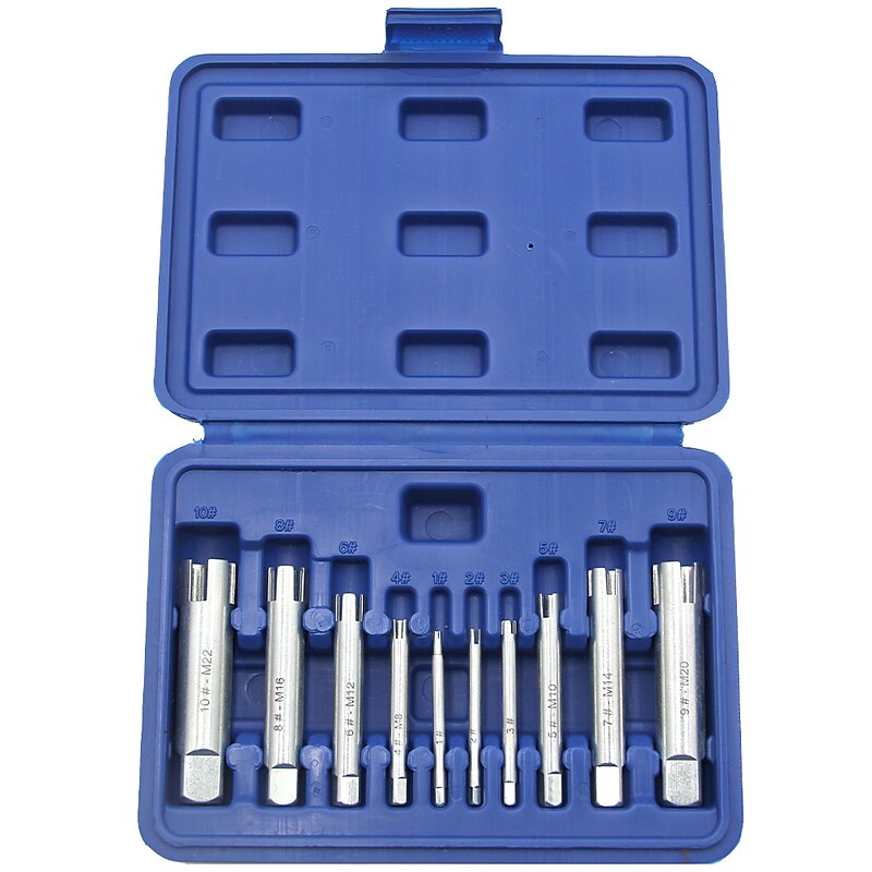 10pcs/set Remove Stripped Damaged Screw Tap Extractor Drill Bits Set Home Accessories Tools Alloy Steel Broken