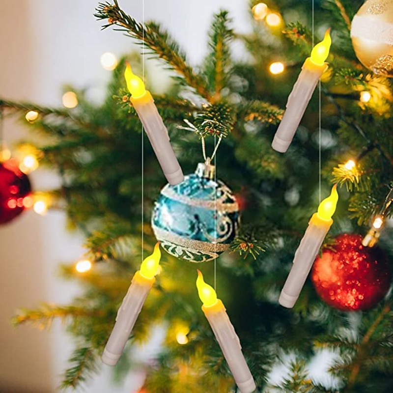 6/12PCS Flameless Candles  LED Candles Lights 6.5in 16.5CM White Flameless LED Taper Candles Battery Operated Hanging Taper Candles Candlesicks for Party Church Halloween Christmas Decor3