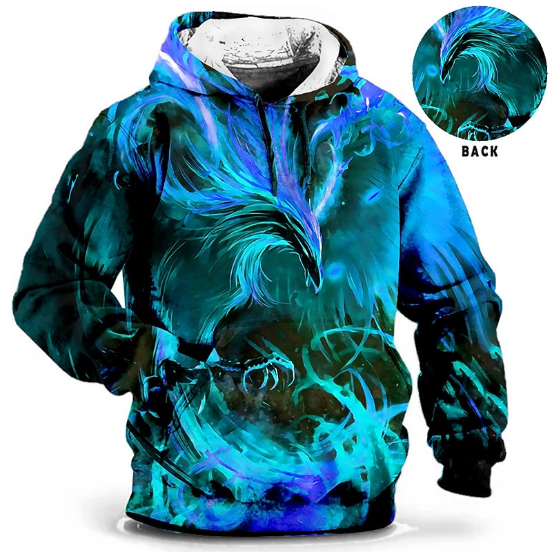 Men's Plus Size Pullover Hoodie Sweatshirt Big and Tall 3D Print Hooded Pocket Long Sleeve Spring &  Fall Fashion Streetwear Basic Comfortable Work Daily Wear Tops2