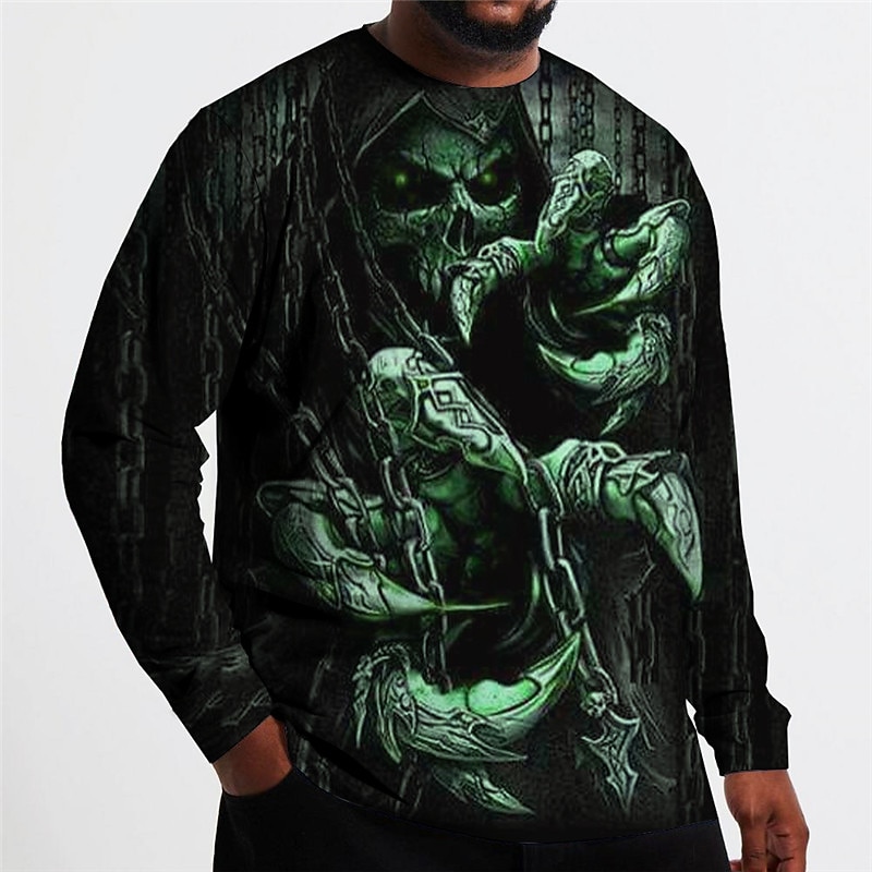 Men's Plus Size T shirt Tee Big and Tall Graphic Crew Neck Print Long Sleeve Spring & Fall Fashion Streetwear Basic Comfortable Casual Sports Tops3