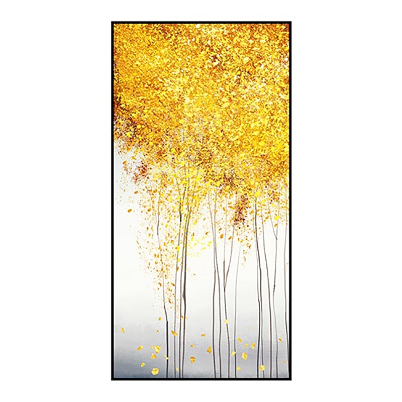 Gold Botanical Oil Painting Canvas Wall Art Decoration Modern Abstract Golden Fortune Tree for Home Decor Rolled Frameless Unstretched Painting4