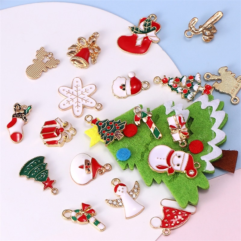 Mixed 10/20/30/50/80 Christmas Oil Dripping Alloy Accessories Bracelet Pendant Diy Accessories Materials for Christmas Gifts2