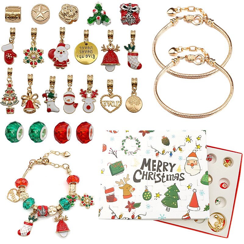 Gold Set 24 Countdown Calendar Advent Surprise Blind Box Diy Creative Bracelet Christmas Gift Advent Calendar Christmas Gifts