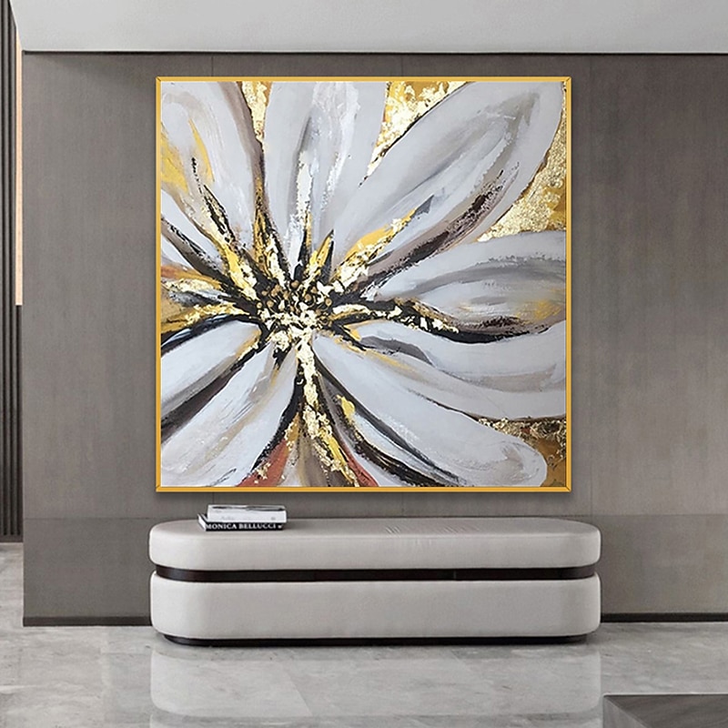 Handmade Oil Painting Canvas Wall Art Decoration Modern  Abstract Golden Petals for Home Decor Rolled Frameless Unstretched Painting3