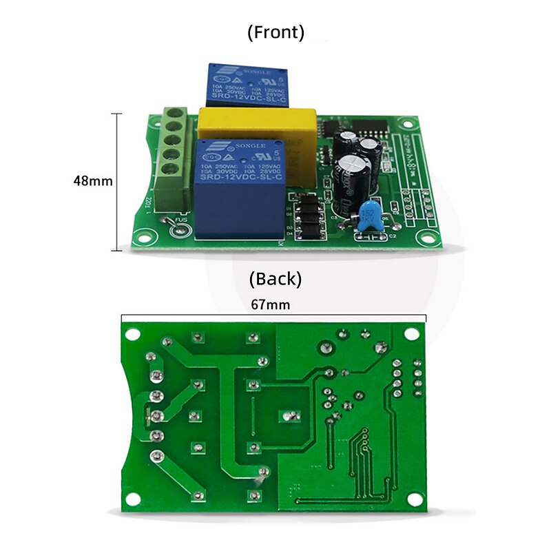 Motor Remote Control Switch Ac220V 2Ch Rf Wireless Remote Control Switch / Motor Up Stop Down /3 Button Remote /433Mhz Wireless Switch Transmitter with Receiver Learning Functional3
