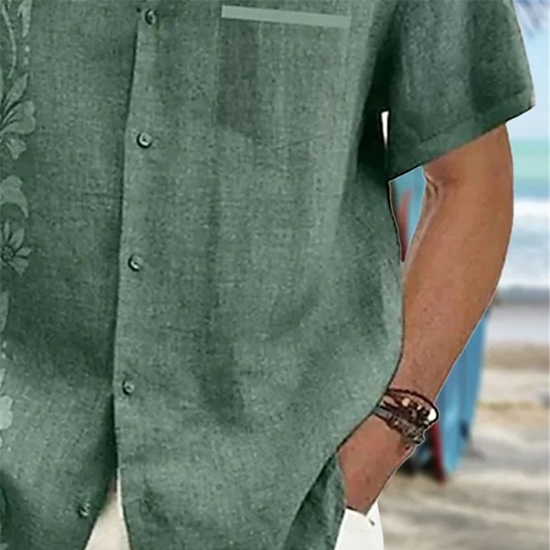 Men's Floral Summer Hawaiian Shirt Button Up Shirt Long Sleeve Fashion Designer Casual Outdoor Daily Holiday Fall & Winter Turndown Print Button-Down Black+Black Yellow Green Gray+Blue Blue+Blue3