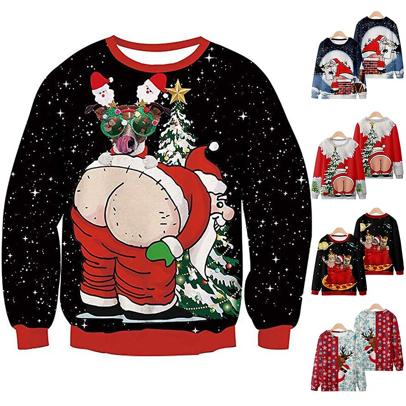 Santa Claus Pullover Funny Christmas Sweatshirt 3D Print For Couple's Men's Women's Adults' Christmas Christmas Eve Party Christmas2
