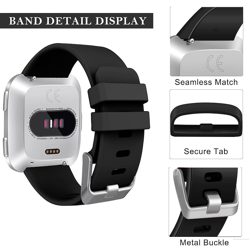 Watch Band for Fitbit Versa Lite / Fitbit  Versa 2 /Fitbit Versa / Fitbit Versa SE Modern Buckle Silicone Wrist Strap Sport band4