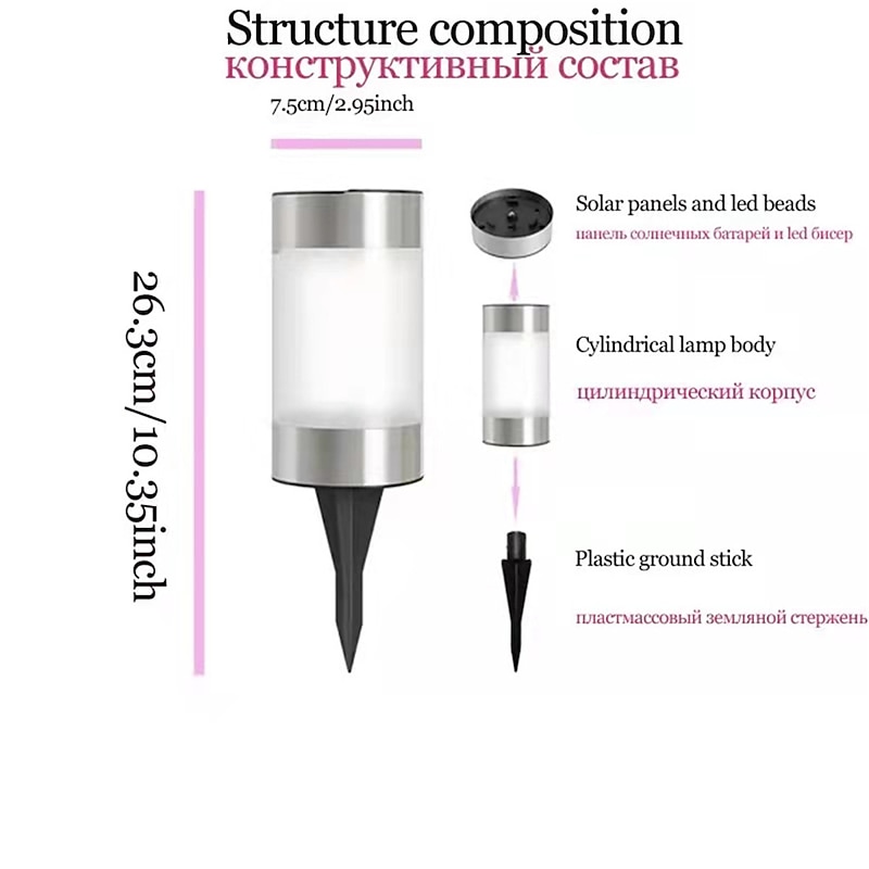 2pcs Solar Mini Pathway Lights Outdoor Garden Lights Ground Plug Led Garden Lamp Super Bright Solar Plastic Lawn Lamp Garden Landscape Lamp4