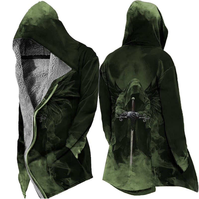 Men's Winter Coat Fleece Jacket Jacket Daily Wear Vacation Fleece Lining With Pockets Print Front Pocket Fall & Winter Cross Streetwear Sport Hoodie Regular Blue Red Purple Brown Green Jacket4