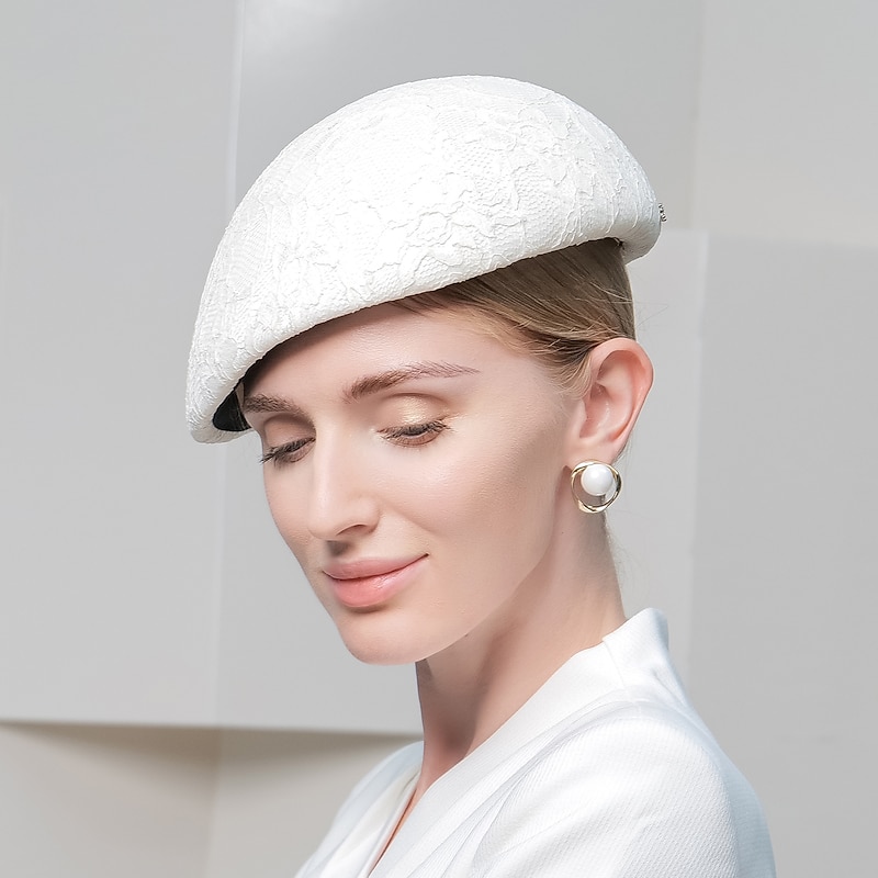 Hats Polyester Beret Hat Wedding Casual With Lace Headpiece Headwear4