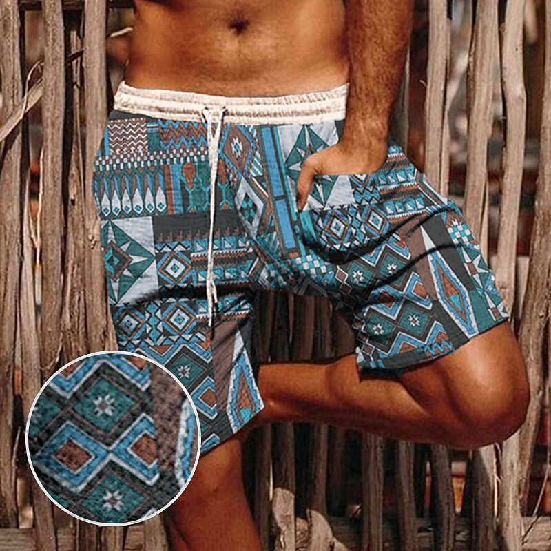 Men's Graphic Prints Geometry Summer Shorts Beach Shorts Casual Shorts Mid Waist Streetwear Stylish Ethnic Style Daily Holiday Beach Drawstring Elastic Waist 3D Print Designer Clothing Apparel2