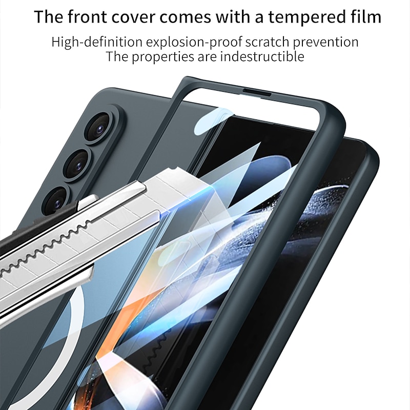 Phone Case For Samsung Galaxy Z Fold 5 Z Fold 4 With Magsafe Magnetic Full Body Protective Dustproof Solid Colored TPU4
