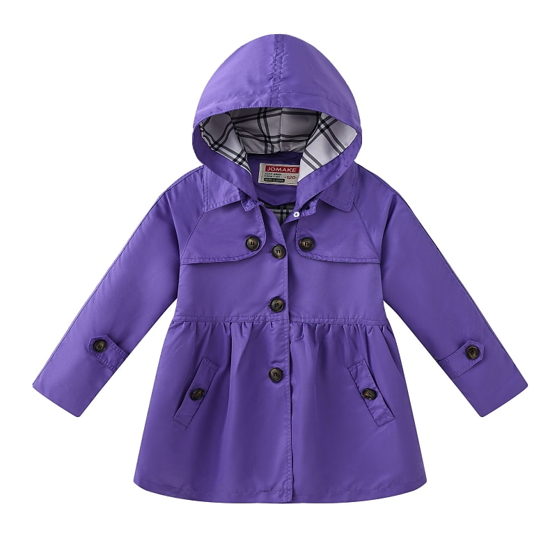 Kids Girls' Trench Coat Long Sleeve 3178-3 purple 3178-4 navy blue 3178-2 pink Solid Color Winter Fall Active Outdoor 7-13 Years3