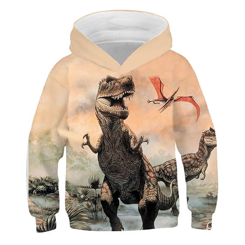 Kids Boys Hoodie Dinosaur Long Sleeve Fall Winter Fashion Cool Cotton Casual2