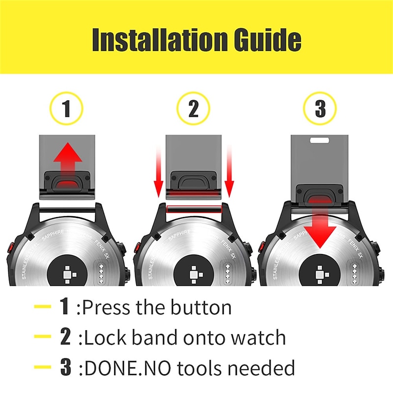 Watch Band for Garmin Marq Descent G1 Fenix 7/6/5 Plus Pro Sapphire Solar Forerunner 955/945/935/745 Solar Fenix 7X / 6X / 5X / 3/3HR Plus Pro Sapphire Solar Silicone Replacement  Strap 22mm 26mm3