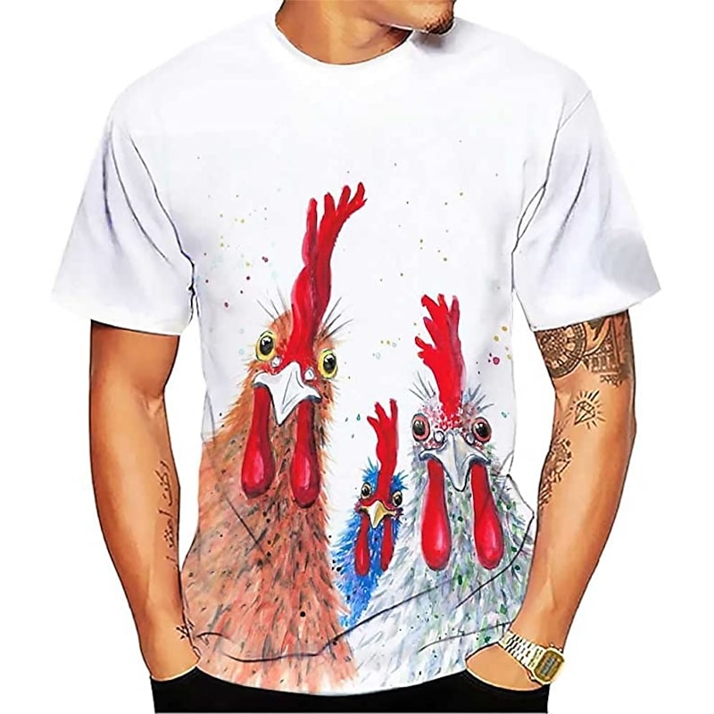 Veterans Day Men's Patriot Patriotic Veteran Animal Graphic Prints Chicken T shirt Funny T Shirts Short Sleeve T shirt 3D Print Round Neck Shirt Cute Designer Cartoon Daily Holiday A B C Summer2