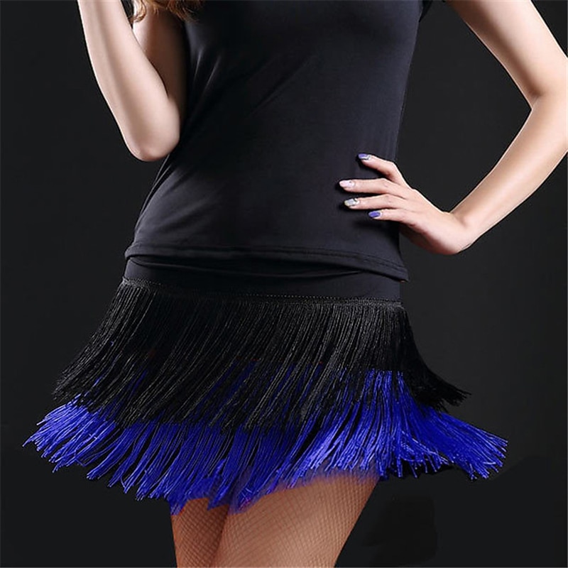 Latin Dance Skirts Fringed Tassel Splicing Women's Performance Training High Polyester3