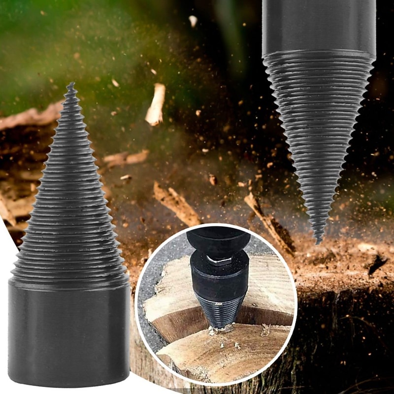 Firewood Log Splitter Drill Bit Wood Splitter Drill Bits Hex Shank Removable Heavy Duty Drill Screw Cone Driver 38mm/42mm/45mm (1.5"/1.65"/1.77")3