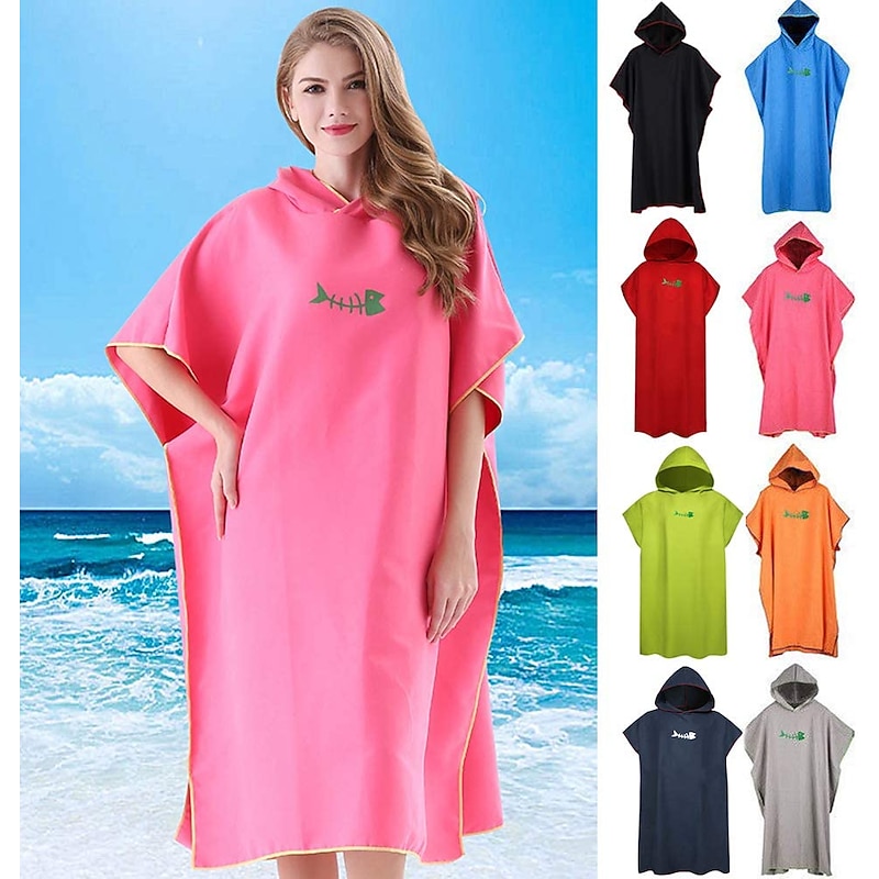 Changing Robe Hooded Poncho Towel Quick Dry Lightweight Changing Towel Extra Long in Microfibre Surf Poncho Universal Size for Men Women Adults, Suitable for Swimming Surfing and Beach