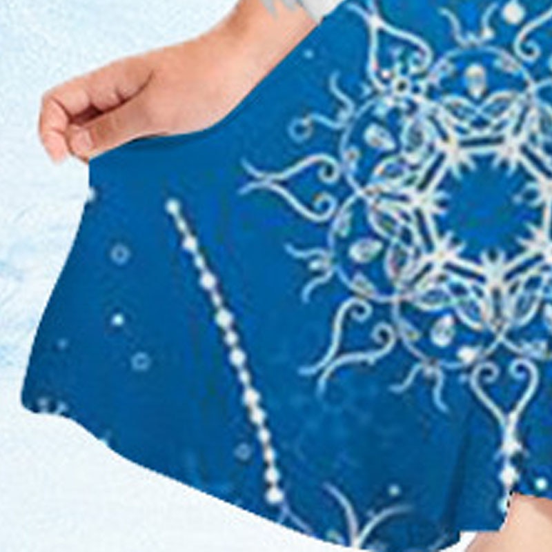 Kids Girls' Dress Snowflake Dress Snowflake Long Sleeve Casual Fur Trim Crewneck Adorable Daily Polyester Above Knee Casual Dress Swing Dress A Line Dress Fall Winter 2-13 Years Navy Blue Blue4