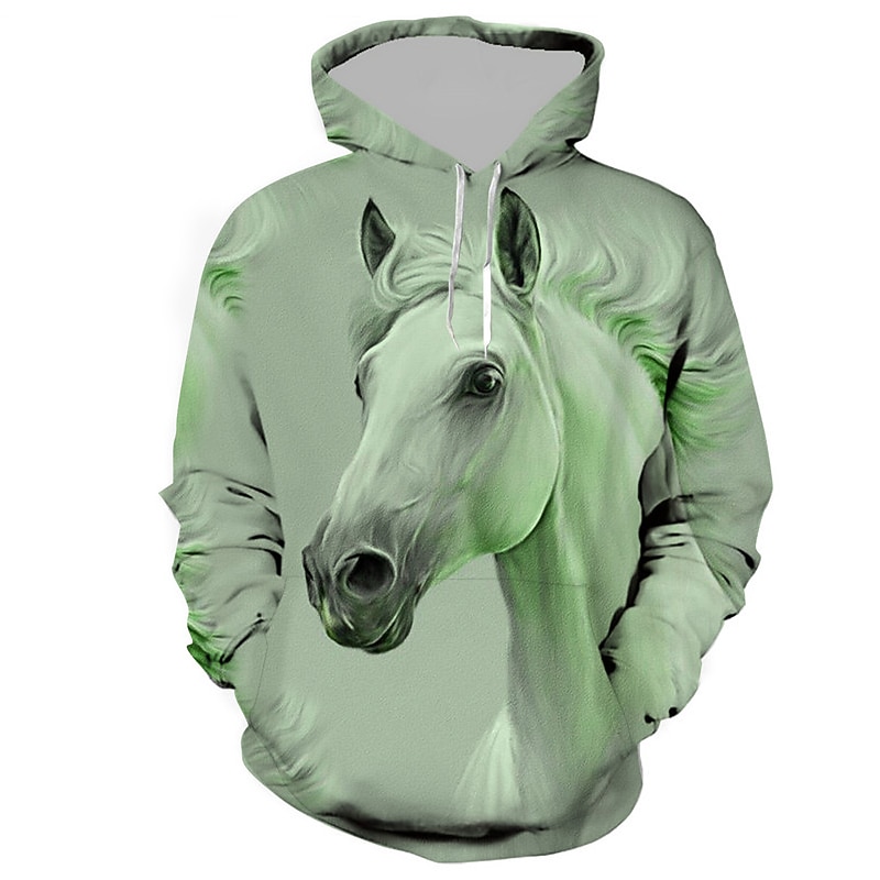 Men's Animal Horse Graphic Prints Hoodie Hoodies Sweatshirt Streetwear Designer Long Sleeve Hooded Daily Sports White Pink Print Spring &  Fall Designer3
