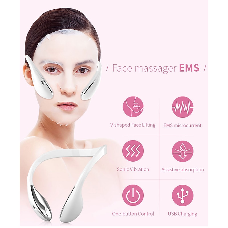Electric V Face Lifting Double Chin Reducer Lifting Facial Slimming Shaping Microcurrent Led Light Devices Neck Massager Lift2