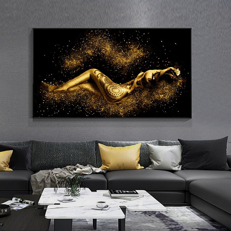 1 Panel People Prints Gold Women Wall Art Modern Picture Home Decor Wall Hanging Gift Rolled Canvas Unframed Unstretched3