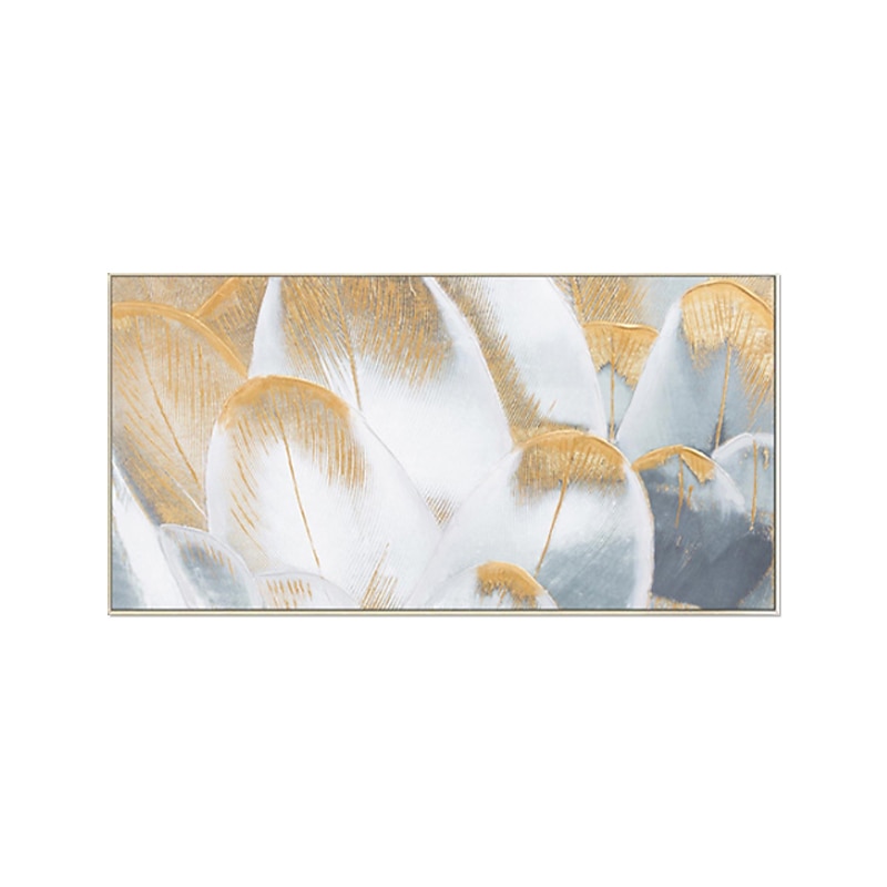 Handmade Oil Painting Canvas Wall Art Decoration Modern Abstract Golden Feather for Home Decor Rolled Frameless Unstretched Painting3